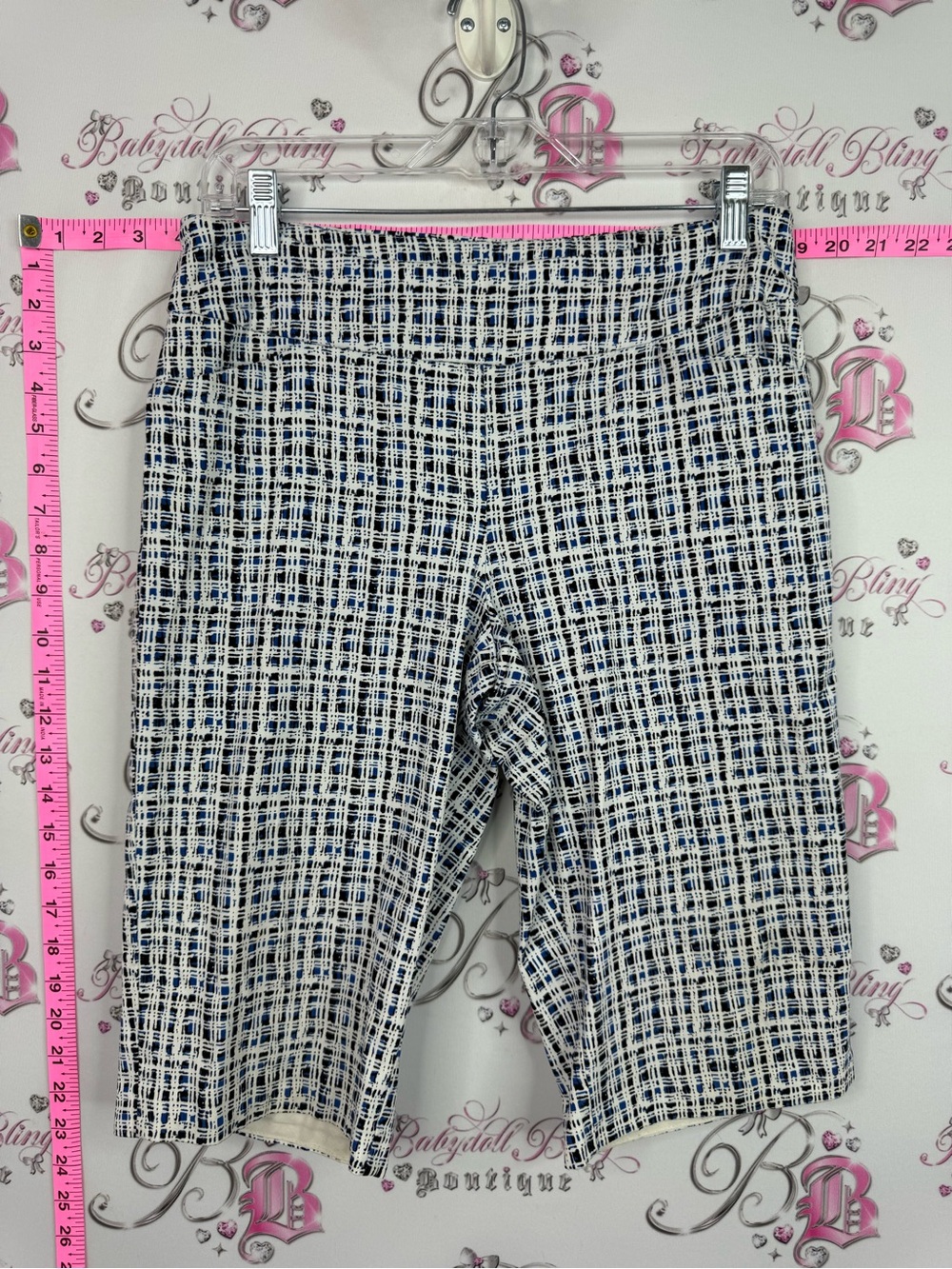UP shorts plaid Women's Navy Grid-Print Bermuda Shorts